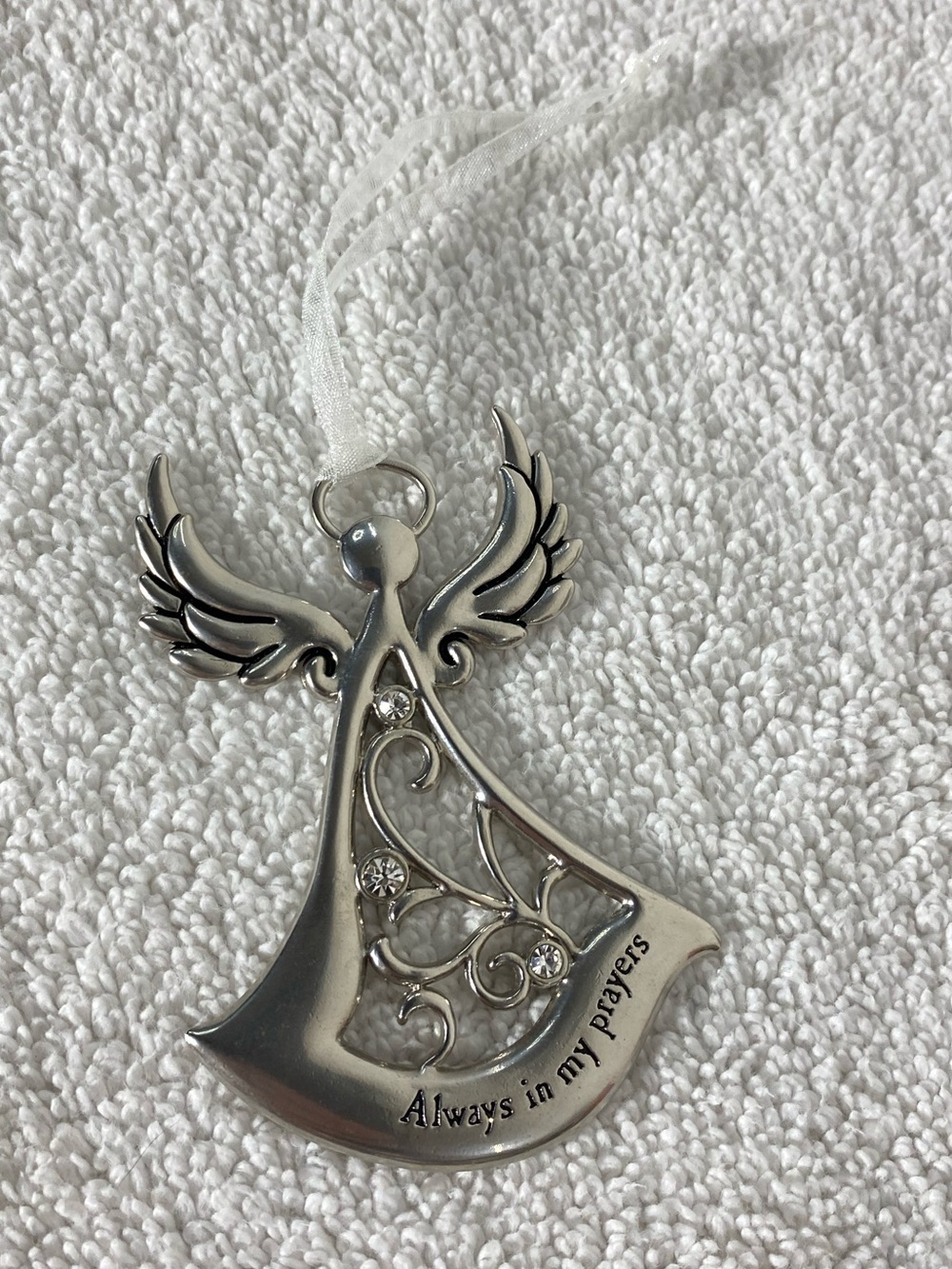 5/$35 Ganz Always In My Prayers Angel Ornament Silver Tone